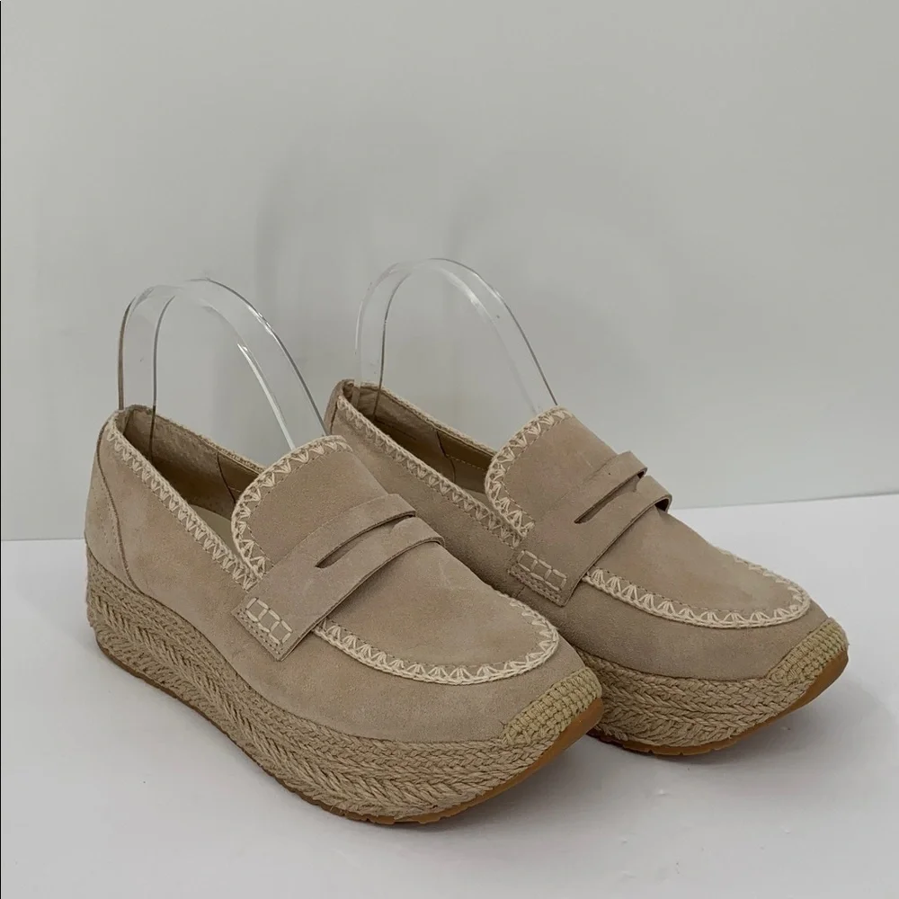 Dolce Vita Jaila espadrille suede leather shoe platform tan suede sneaker new 9